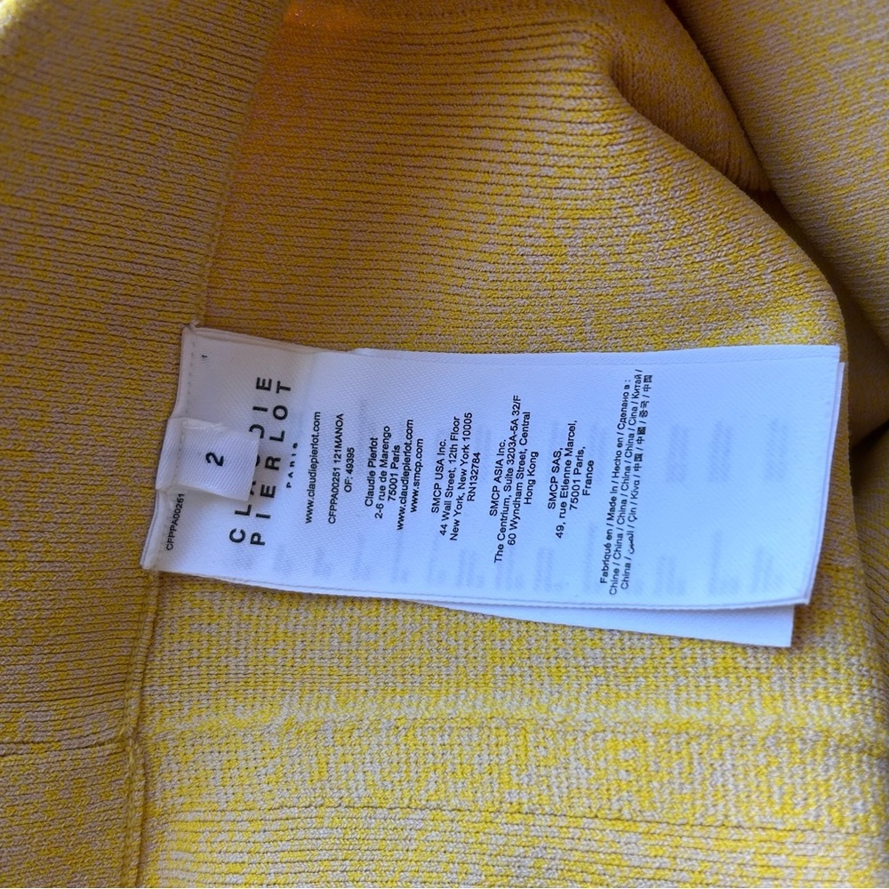 Claudie Pierlot Women's Geometric Pant Suit Yellow Multicolor Size 2 - Picture 10 of 10